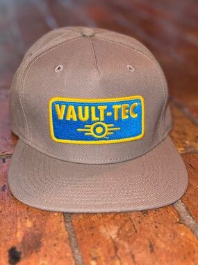 Fallout Vault-Tec Snapback Hat Gray Blue Yellow Embroidered Gamer Cap Bethesda